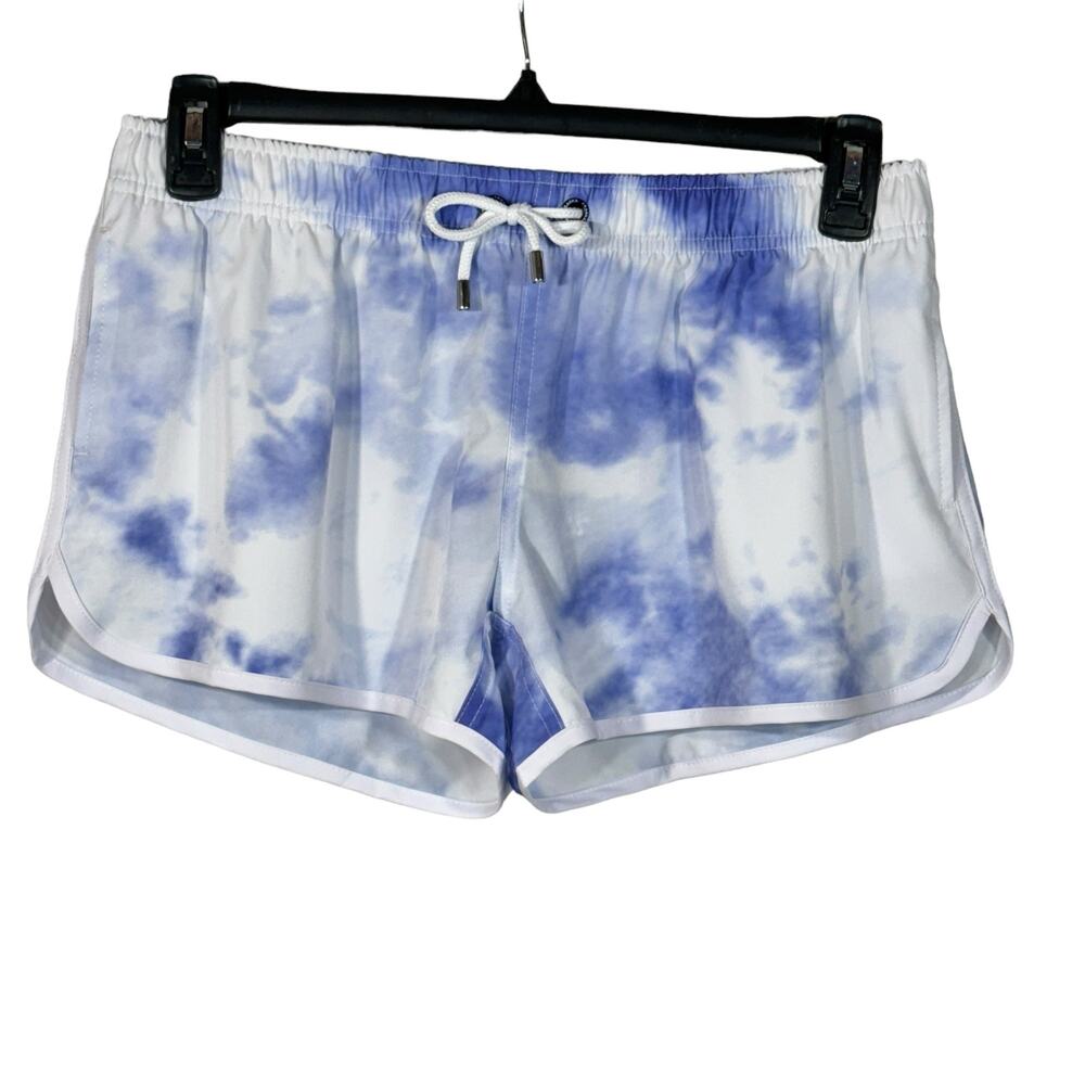 Franks Large Swim Board Shorts Tie-Dye Quick Dry Pockets Elastic Waist Purple